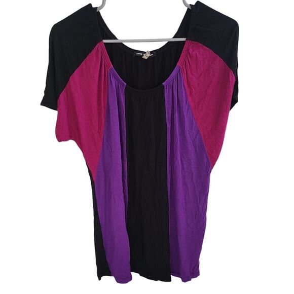 Cable & Gauge Black, Purple & Pink Stretchy Blouse - XL - Picture 1 of 6